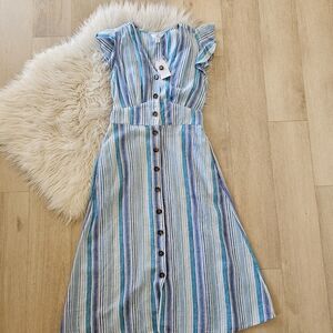 Striped Blue and White Women's Dress XS